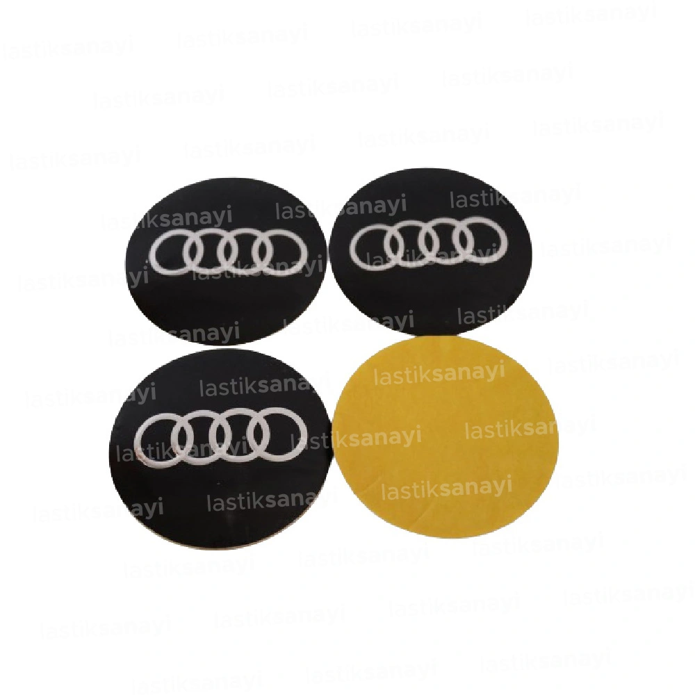 Audi Jant Göbeği Stickerı 56 mm. - Siyah 