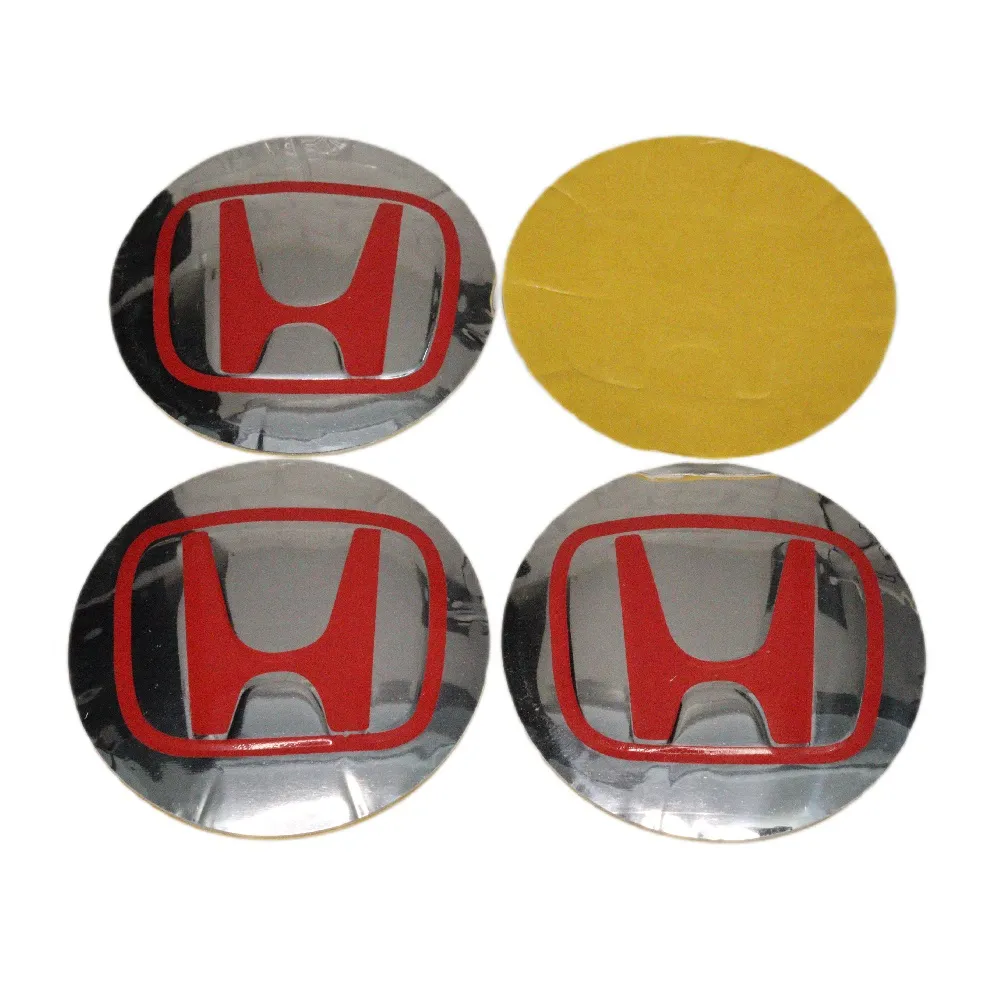 Gri Kırmızı Honda Jant Göbeği Sticker - 64 mm.