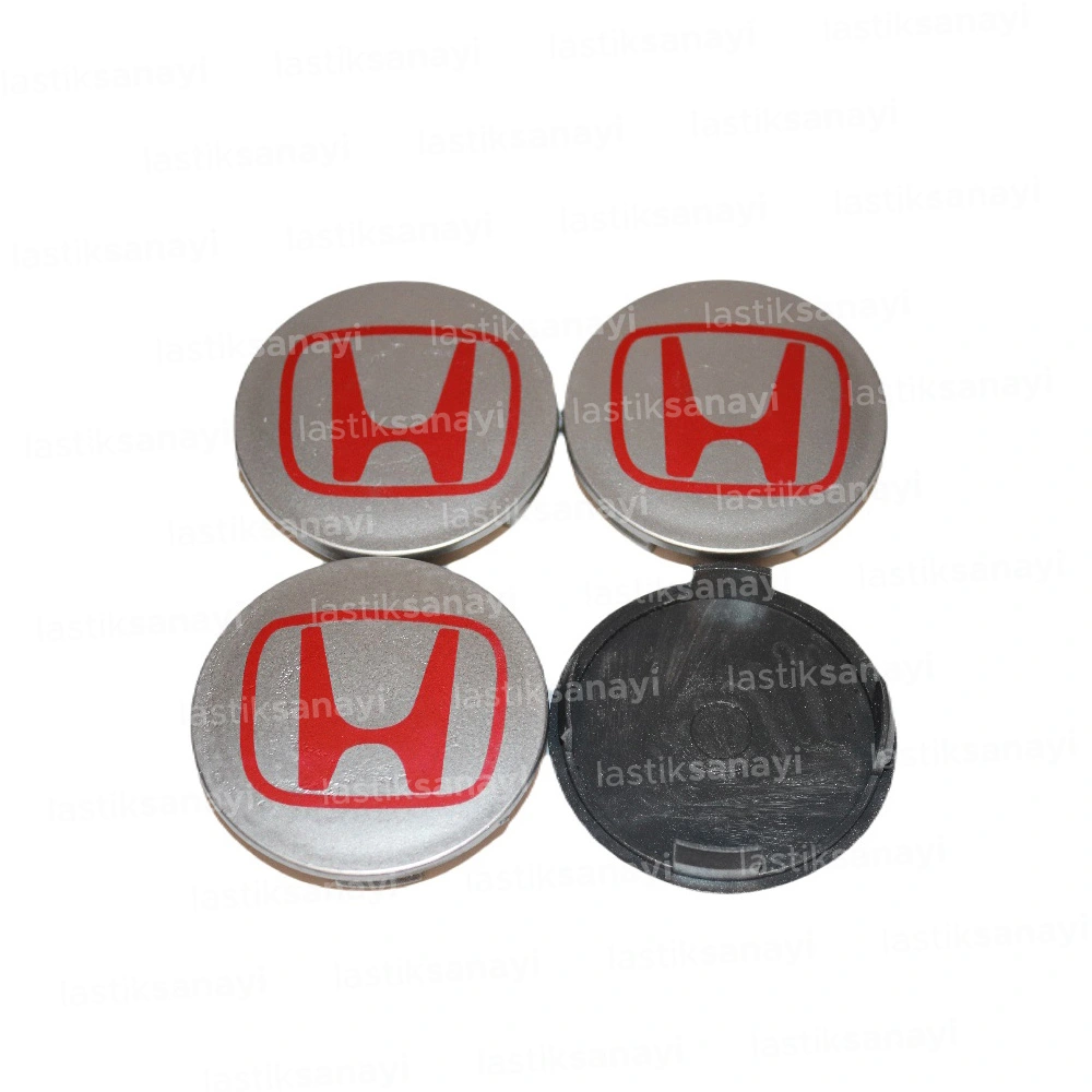 Honda Çelik Jant Göbeği - 68x63 mm. - Gri Kırmızı 