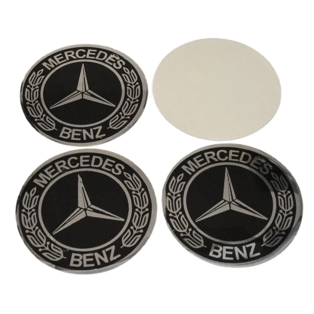 Siyah Gri Mercedes Jant Göbeği Sticker - 74 mm.