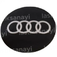 Audi Jant Göbeği Stickerı 56 mm. Siyah  (4 Adet)