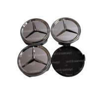 Mercedes Uyumlu Çelik Jant Göbeği 75x72 mm. Gri (4 Adet)